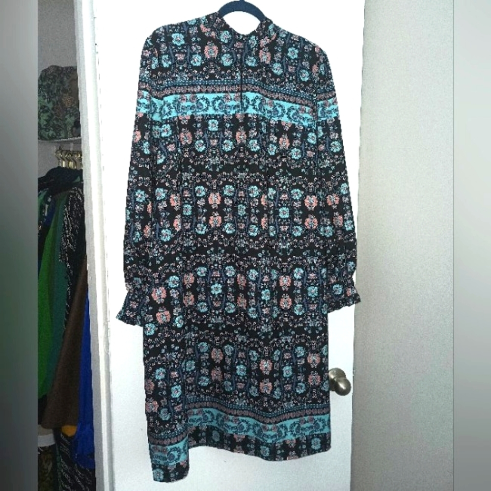 ELOQUII Blue Floral Keyhole Dress
